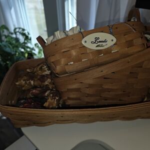 Longaberger Woven Baskets All 3 Included. Bread Lavendar Sm Vegtable